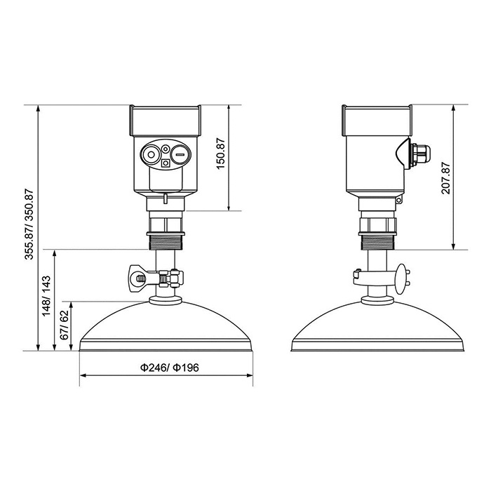 MV-RD904 high-dust 26 GHz radar Level Meter Dimensions